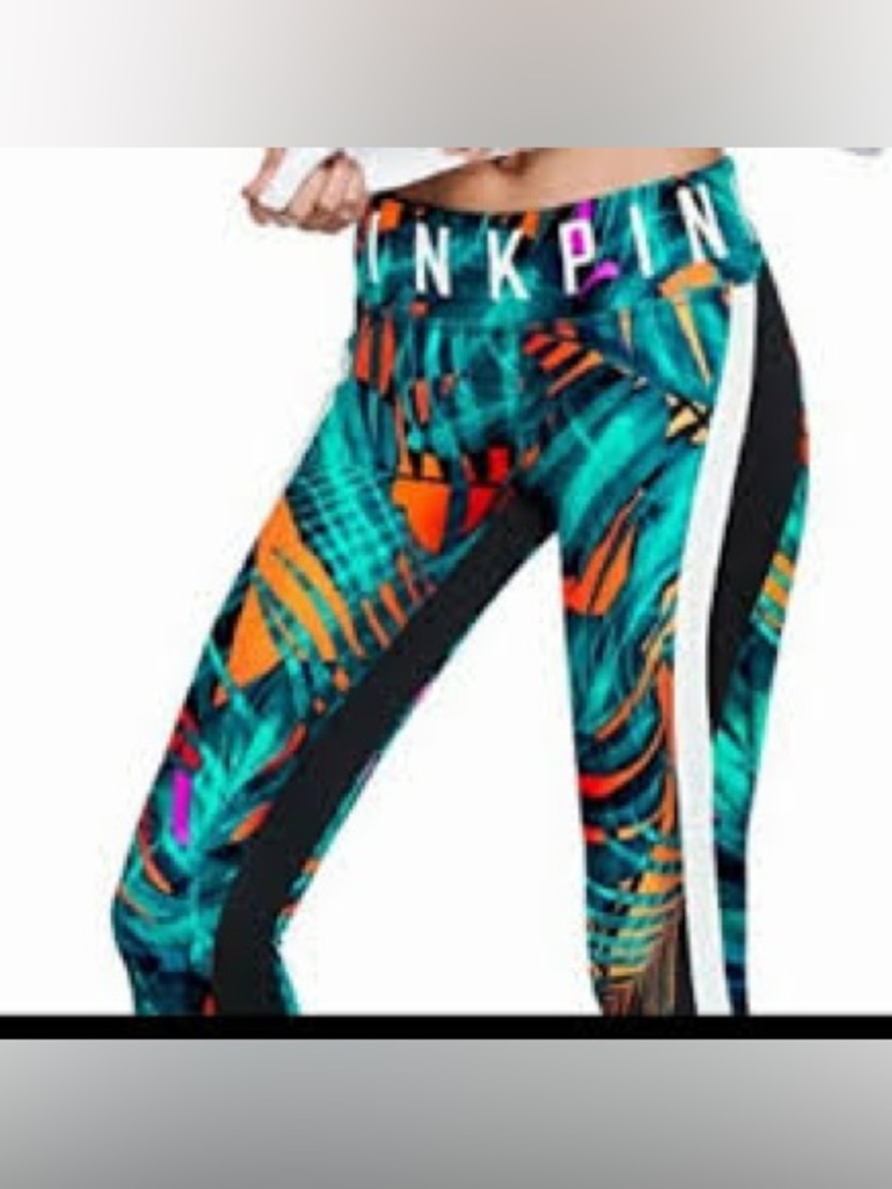 LIKE NEW SIZE S PINK Victoria's Secret Teal, Orange & Black Patterned Leggings